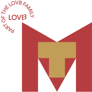 Red and gold geometric "MT" logo with the words "PART OF THE LOVB FAMILY" and "LOVB" in red text above and to the left of the logo.